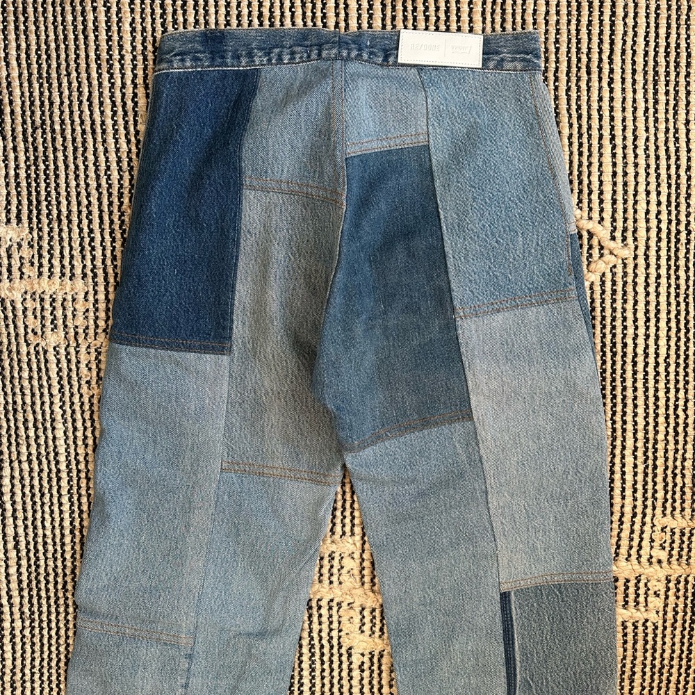 Re/Done High Rise Patchwork Jeans - Blue - Picture 4 of 16